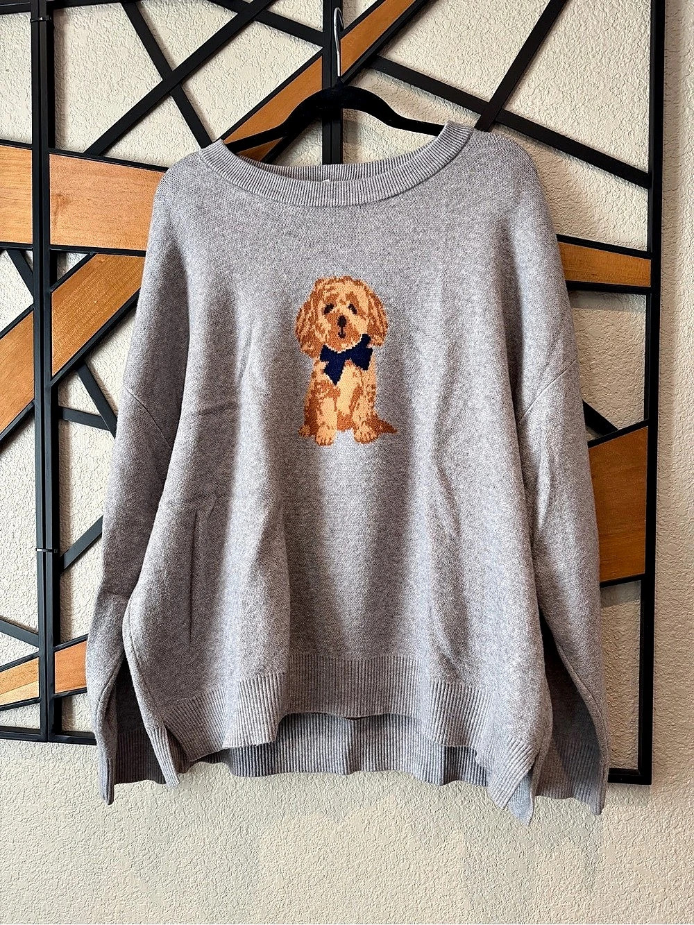 Orangekiss Dog Graphic Crewneck Sweater Gray 3X Like New